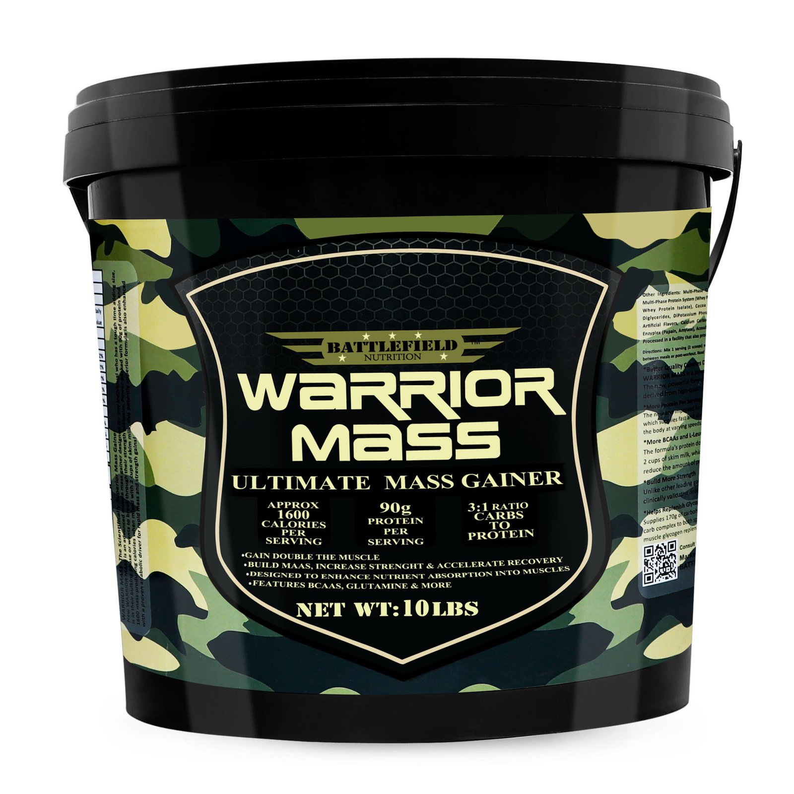 Battlefield Nutrition – Warrior Quality Mass Gainer (10Lbs) | 90g Protein | Gourmet Chocolate
