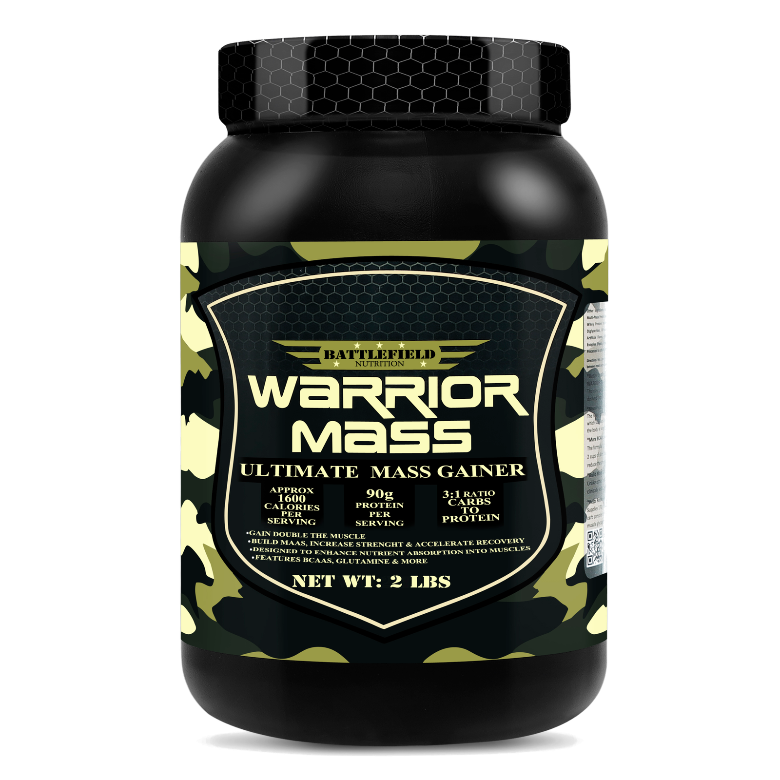 Battlefield Nutrition – Warrior Quality Mass Gainer (2Lbs) | 90g Protein | Gourmet Chocolate