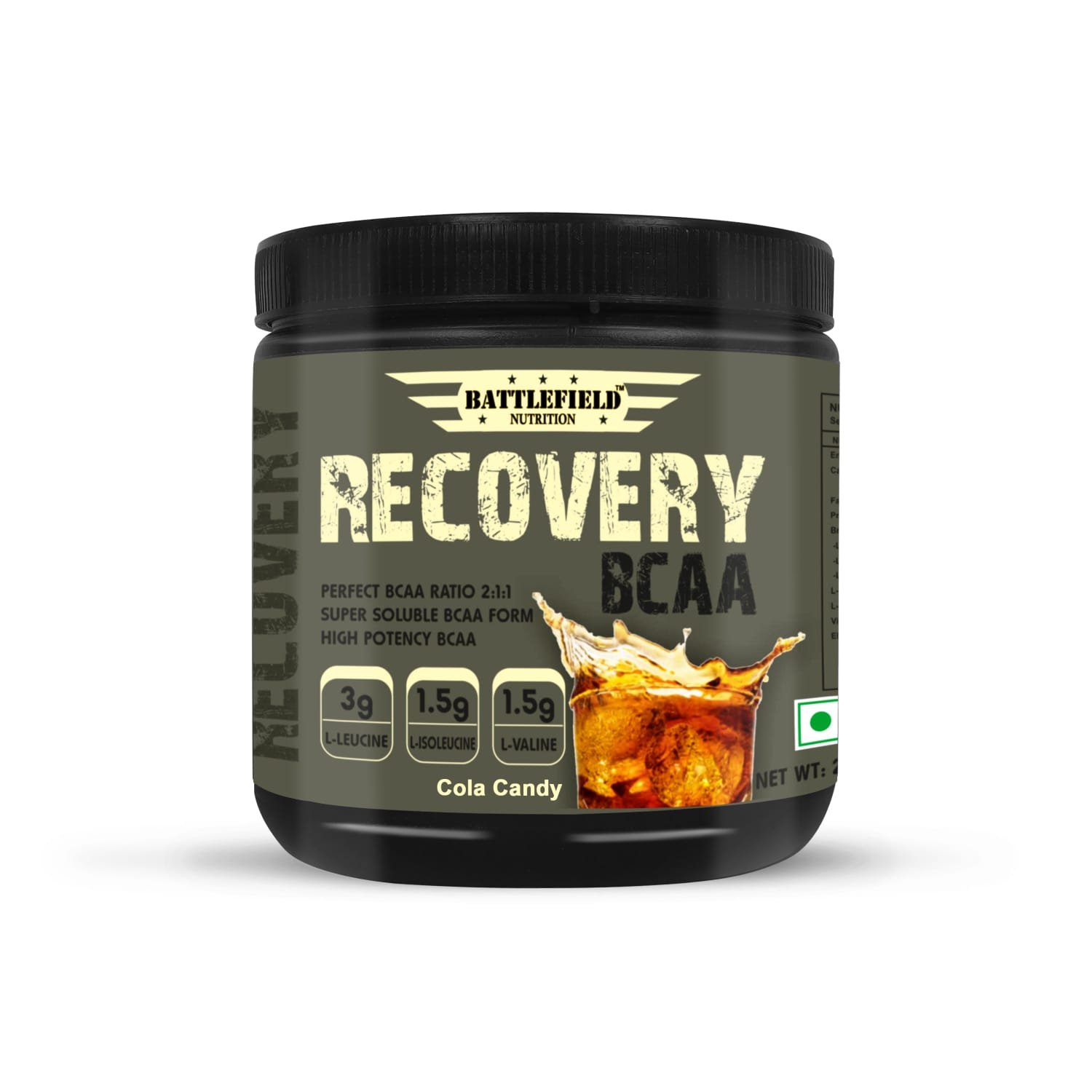 Battlefield Nutrition – Recovery BCAA (30 Servings) | (250g) | Faster Muscle Recovery (Cola Candy)